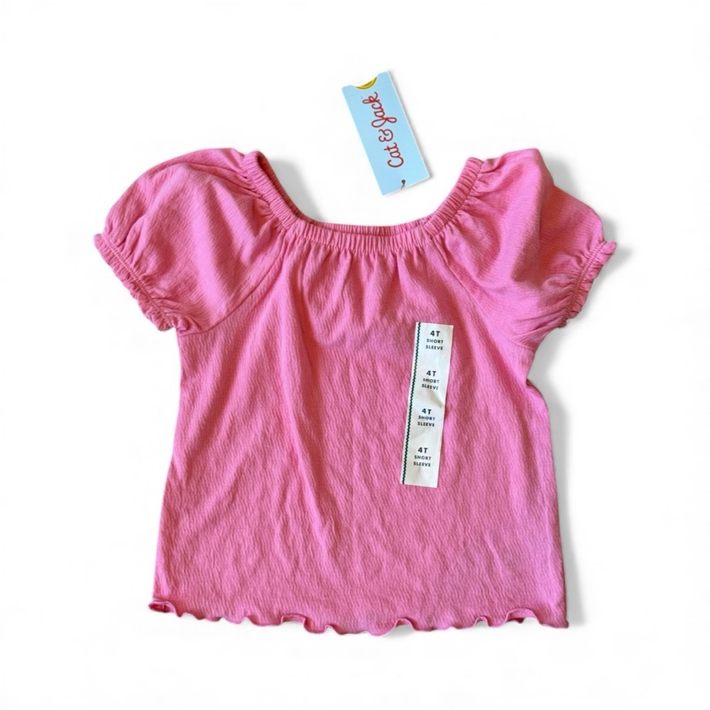 Cat & Jack toddler girls' solid knit t-shirt in pink, size 4T | NWT